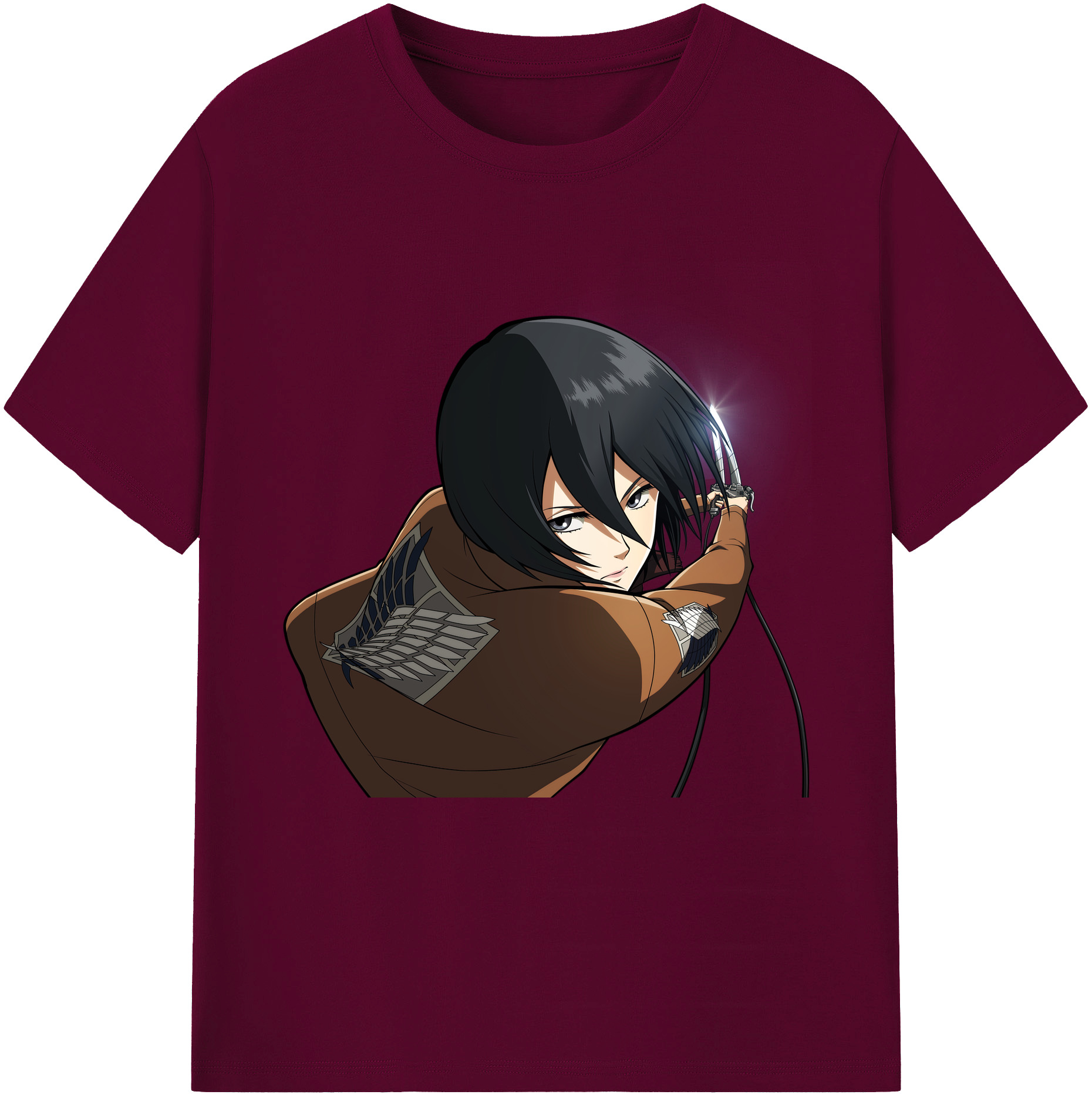 （画像用） 進撃の巨人 ミカサ·アッカーマン Attack on Titan Mikasa Ackerman レディースカジュアルプリントTシャツ（綿100％）